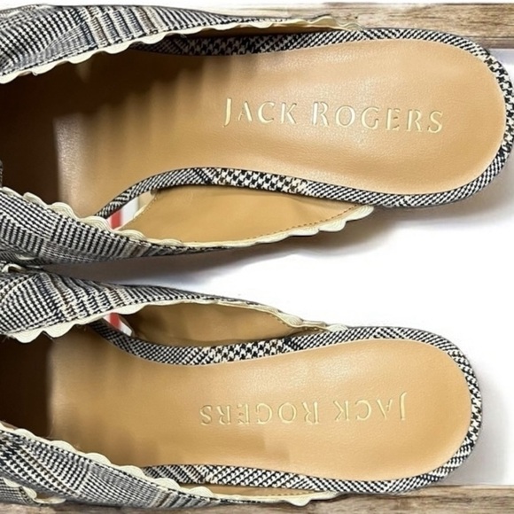🌻 NEW Jack Rogers Midnight "Holly" Plaid Open Toe Knotted Slide Mules Heel 7.5 - Picture 9 of 13